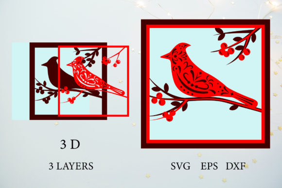 3d Cardinal SVG for Crafts and Graphics
