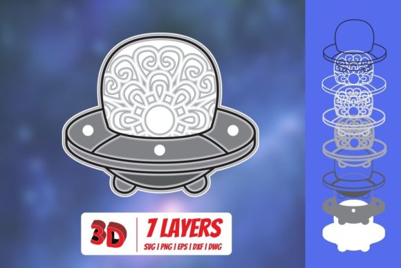 3D Flying Saucer SVG Shapes