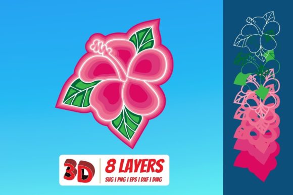 3D Hibiscus SVG for Editorial Use