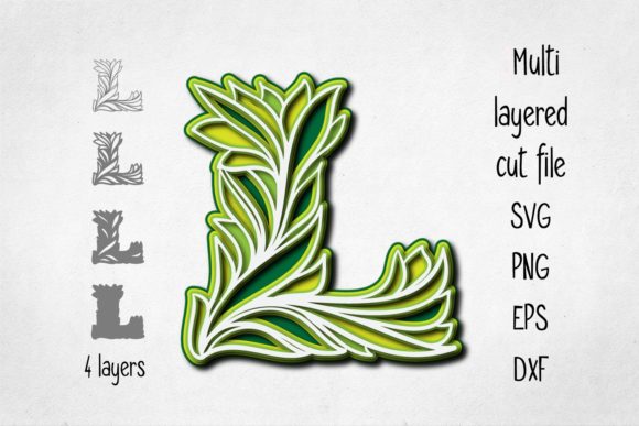 3D Layered Alphabet Letter L: SVG & Shadow Boxes