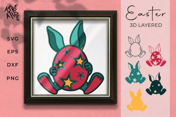 3D Layered Easter Bunny SVG Shapes