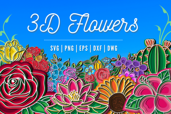 3D Layered Flowers SVG Bundle