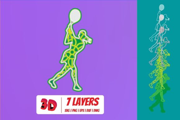 3D Layered Tennis Player SVG Cut File