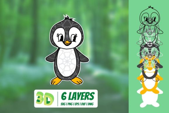 3D Penguin SVG for Creative Design