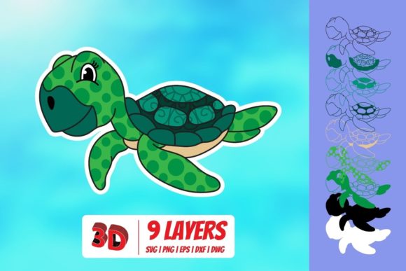 3D Sea Turtle SVG for Creative Design