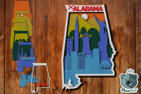 3D SVG Alabama Shadow Boxes