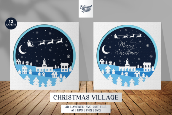 3D SVG Christmas Village for Creative Projects