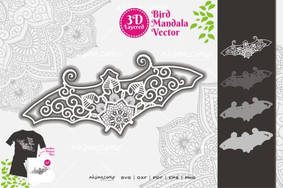 Bird Mandala 7 3D SVG for Shadow Boxes