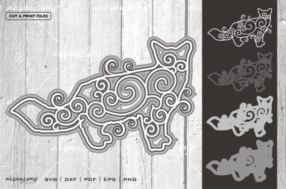 Cat Vector 4 SVG 3D Layered