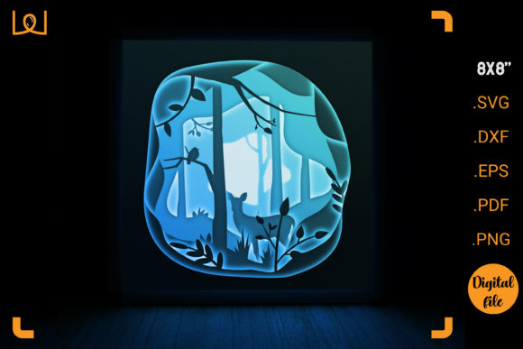 Deer in the Forest 3D SVG Shadow Box