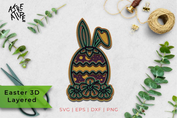 Easter Egg 3D Layered 3D SVG Shapes