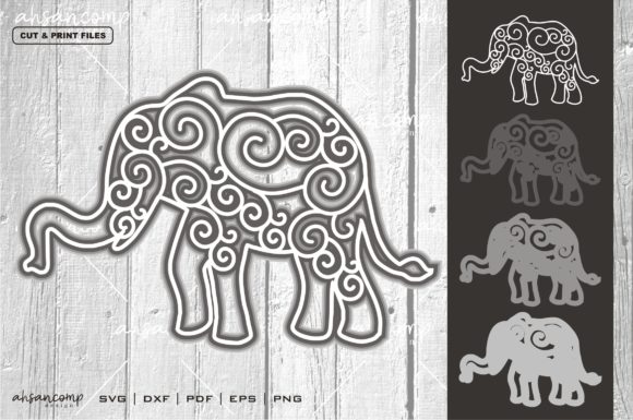 Elephant 1 Vector SVG 3D Layered