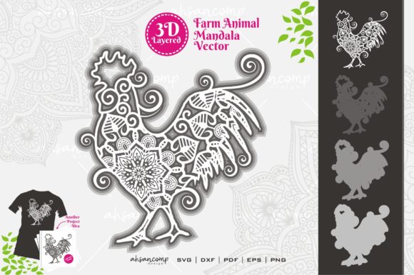 Farm Animal Mandala SVG 3D Layered 4