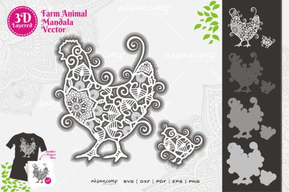 Farm Animal Mandala SVG 3D Layered 5