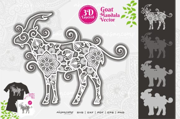 Goat Mandala Vector SVG 3D Layered 8