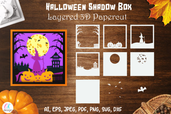 Halloween Shadow Box Svg, 3D Layered