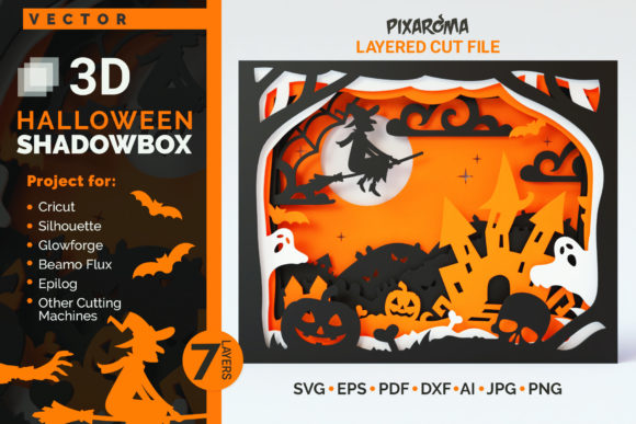 Halloween Shadowbox Cut File for Crafts & Graphics