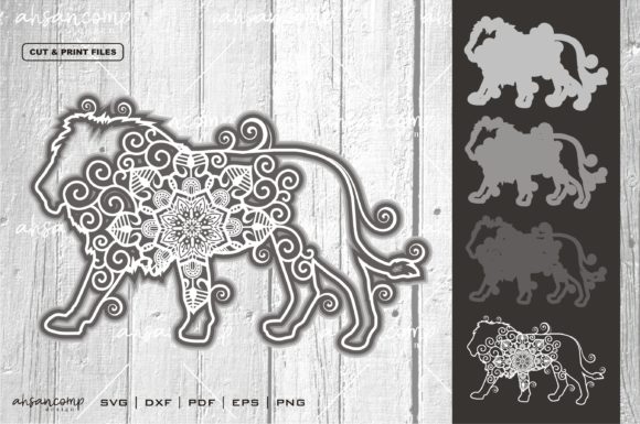 Lion Mandala 3D SVG for Shadow Boxes