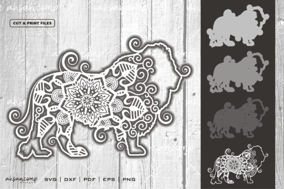 Lion Mandala Vector 3D Layered 1