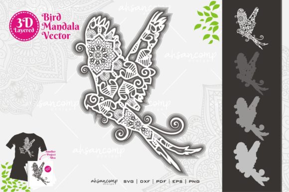Parrot Mandala Vector 3D Layered 4