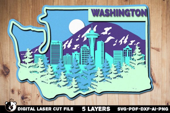 Washington 3D SVG Travel Design
